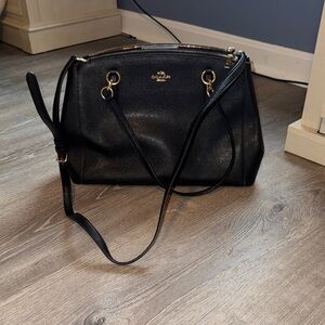 Coach Black Shoulder Bag with Gold Accents